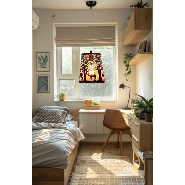 Gauvik Black Trapezoid Design Hanging Pendant Lamp/Hanging Lamp/Ceiling Light For Bedroom, Living Room, Restaurants, Dining, Coffee Shop, Home And Office. (Pack Of 2) (Bulb Not Included)