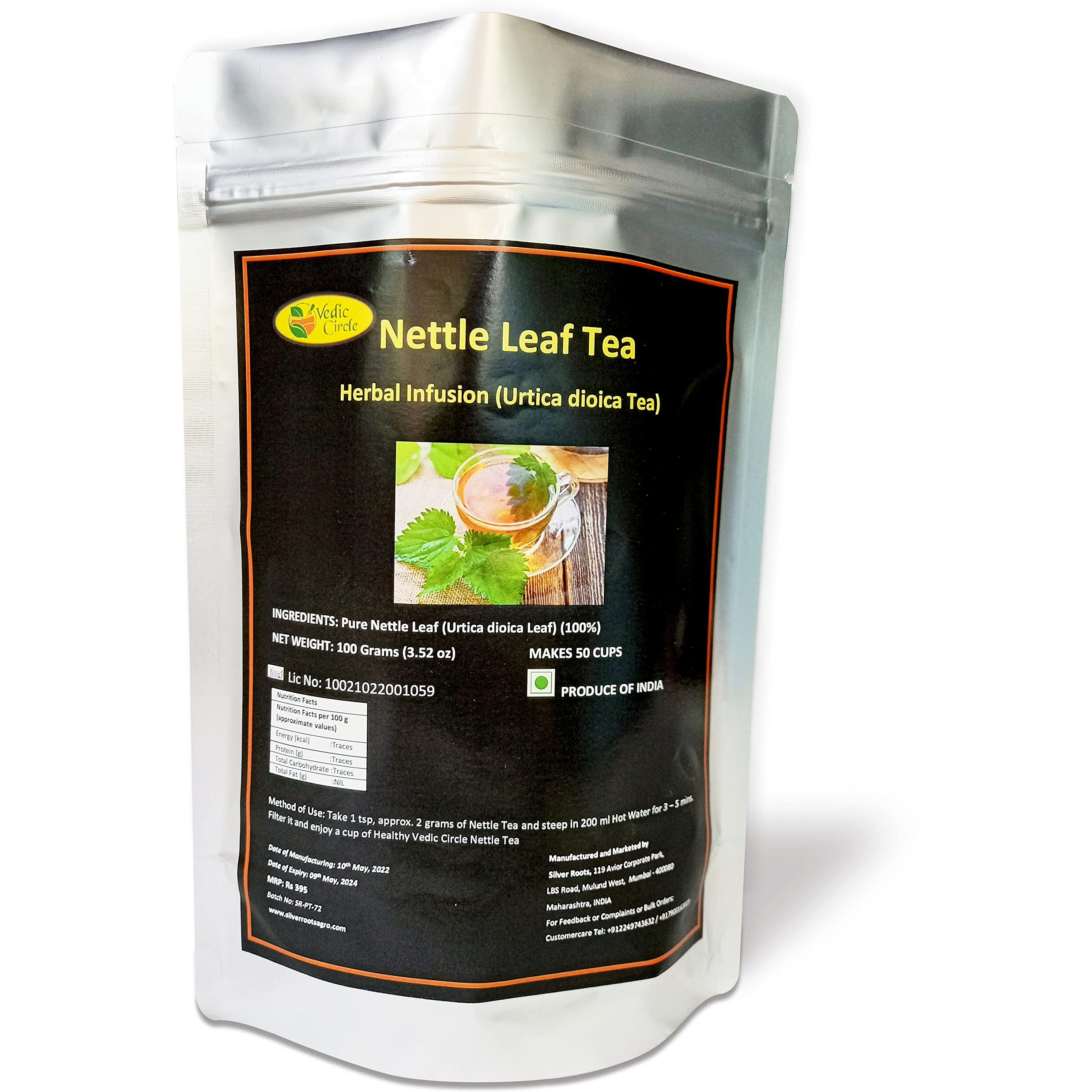Himalayan Nettle Leaf Tea (100 Grams) | Urtica Dioica | Stinging Nettle Tea Leaves Sourced From Himalayas| Kidney Detox Tea| Uti Drink For Women| Blood Purifying And Blood Sugar Control Tea| Joint Health Boosting Herbal Tea -100 Grams