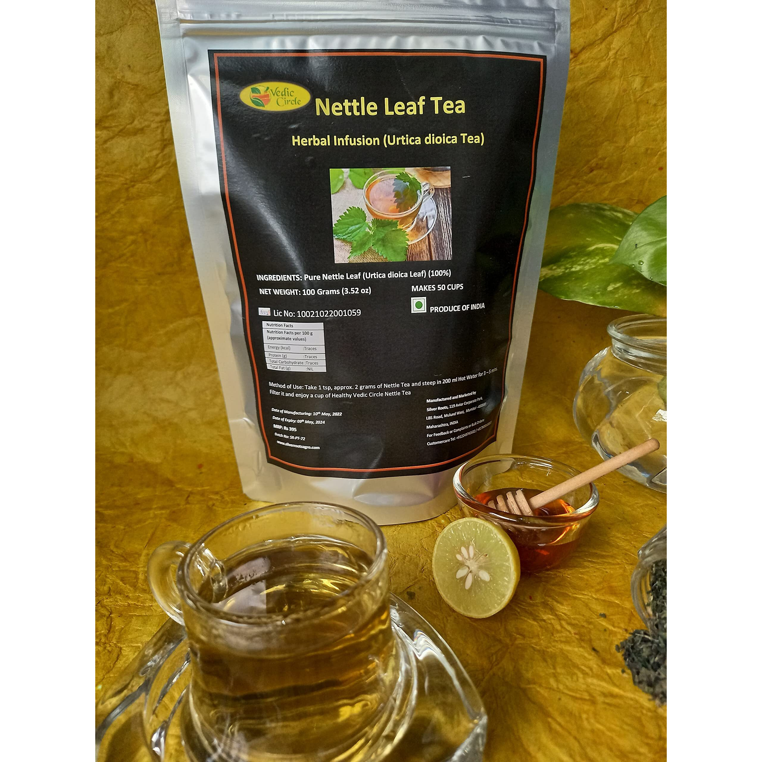 Himalayan Nettle Leaf Tea (100 Grams) | Urtica Dioica | Stinging Nettle Tea Leaves Sourced From Himalayas| Kidney Detox Tea| Uti Drink For Women| Blood Purifying And Blood Sugar Control Tea| Joint Health Boosting Herbal Tea -100 Grams