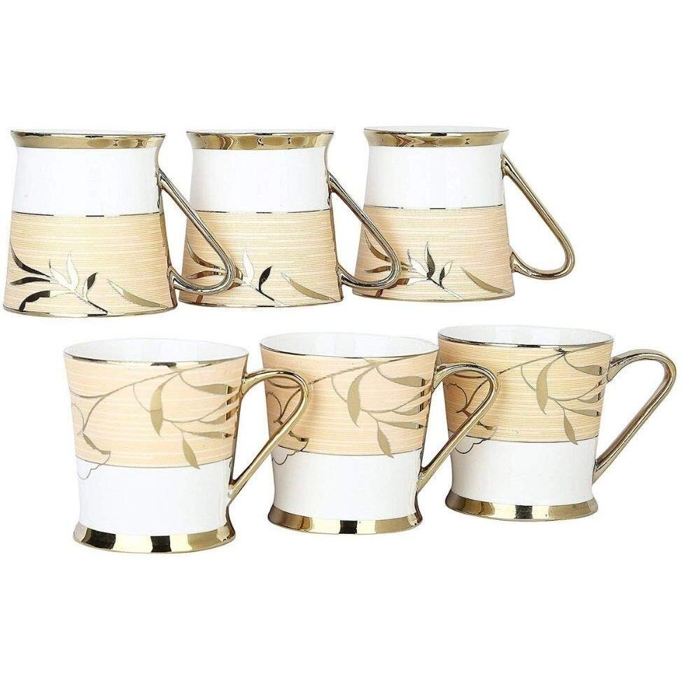 Femora Indian Ceramic Tea Cup, 200 Ml, Set Of 6, Multi-Color (Not Microwave Safe)