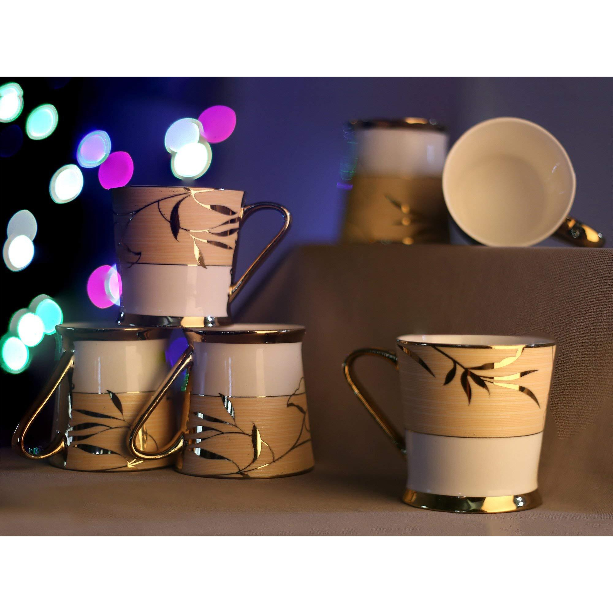 Femora Indian Ceramic Tea Cup, 200 Ml, Set Of 6, Multi-Color (Not Microwave Safe)