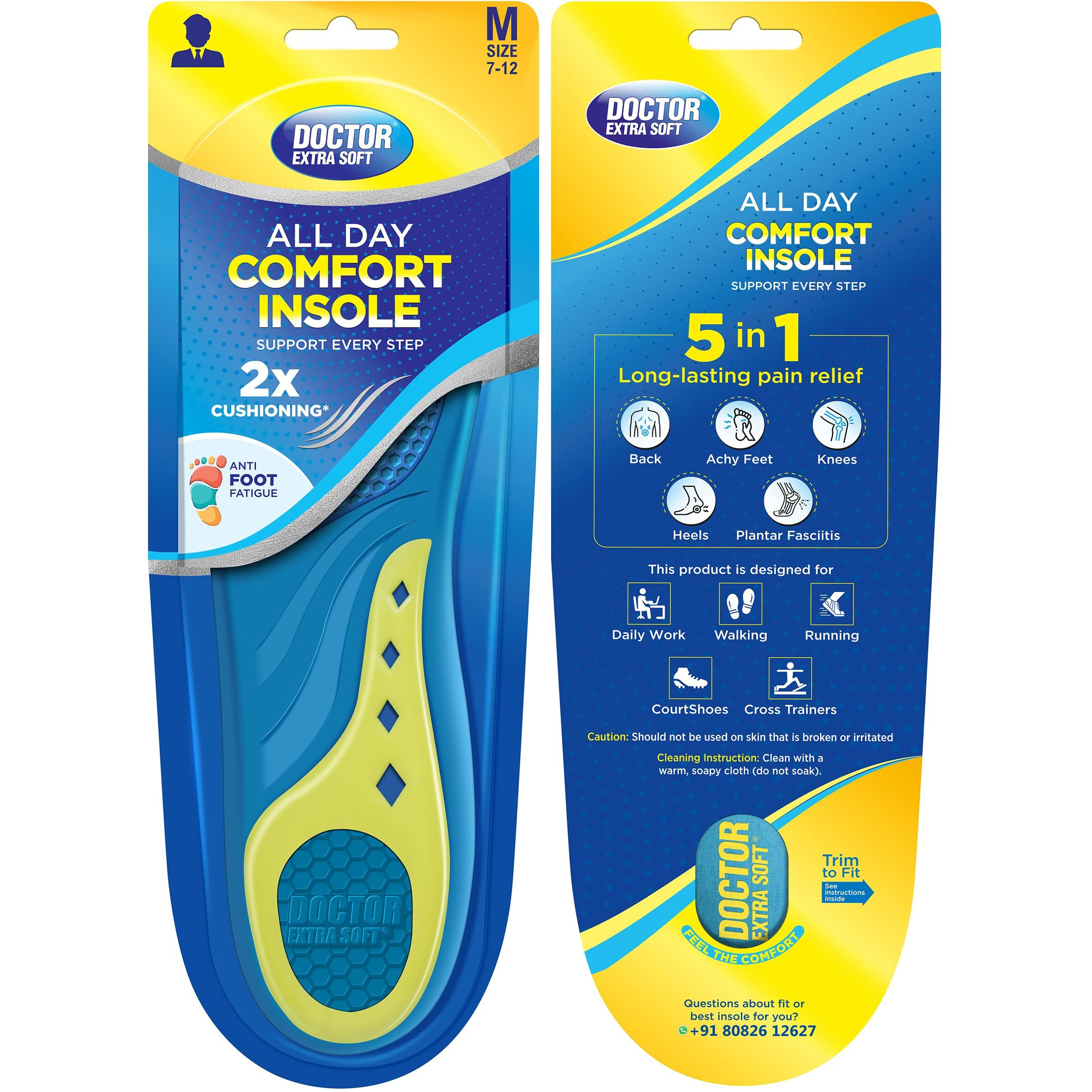 Doctor Extra Soft All Day Comfort Triple Gel Trimmable Heel Support Insoles | Orthotic & Plantar Fasciitis | Breathable Heavy Duty Shock Absorption Cushion Sports Shoe Inserts For Men's Size 7-12 Uk