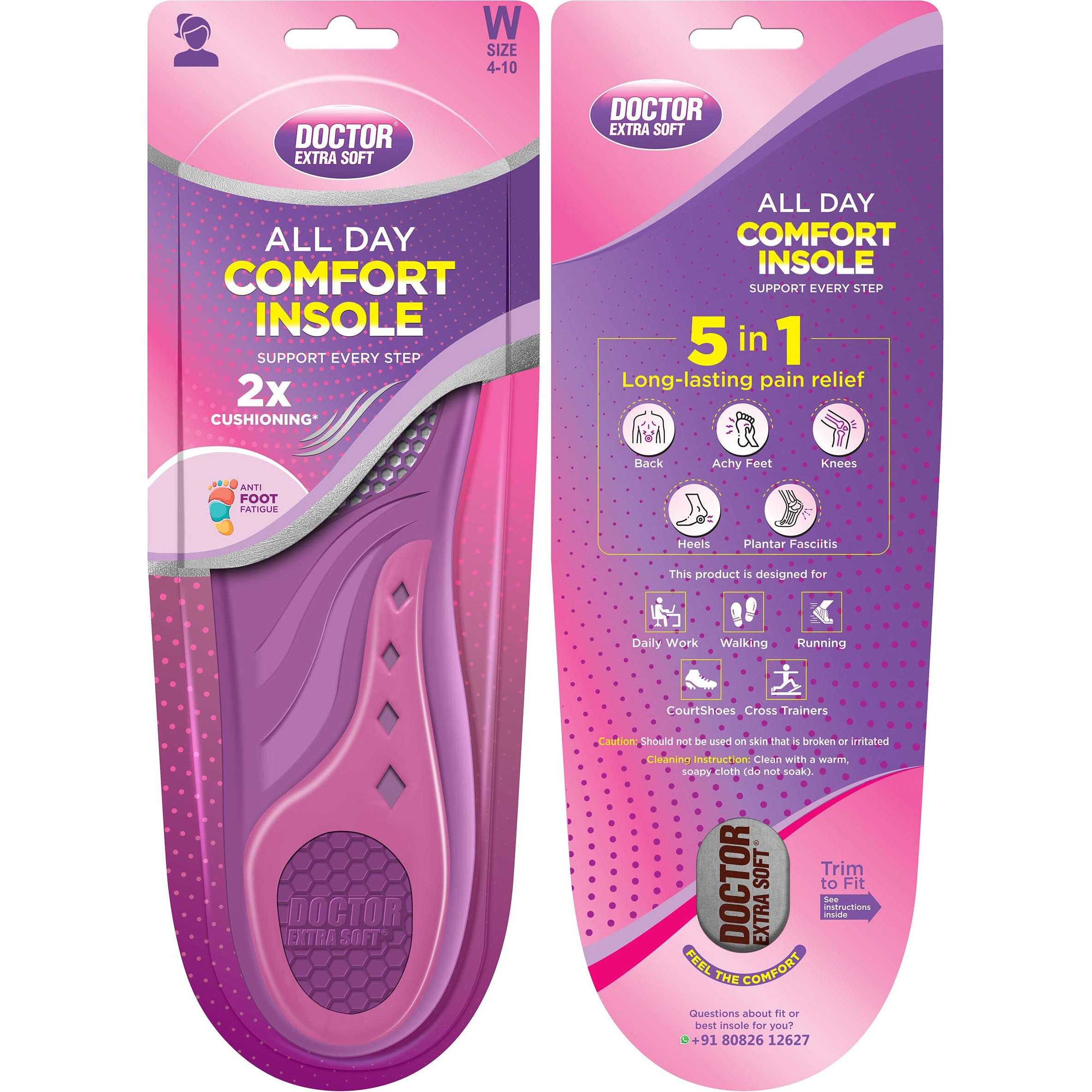 Doctor Extra Soft All Day Comfort Triple Gel Trimmable Heel Support Insoles| Orthotic & Plantar Fasciitis| Breathable Heavy Duty Shock Absorption Cushion Sports Shoe Inserts For Women's Size 4-10 Uk