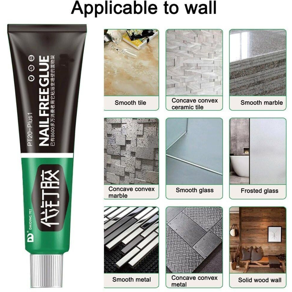 SHOPVILLA All Purpose Glue, Nail Free Glue Adhesive Sealant, Nailfree Glue, Ultra-Strong Instant Sealant Glue, Multifunctional Adhesive Glue Universal Super Strong Glue for Resin Ceramic Metal Glass
