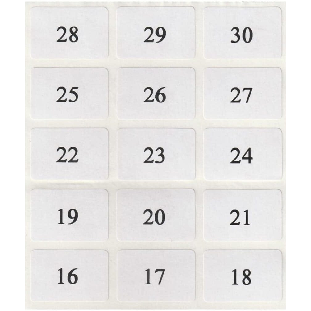 Paper Labels 1 to 30 Number Multi-Purpose Self Adhesive Paper Sticker Labels Size 30mm x 20mm - 300 PCS
