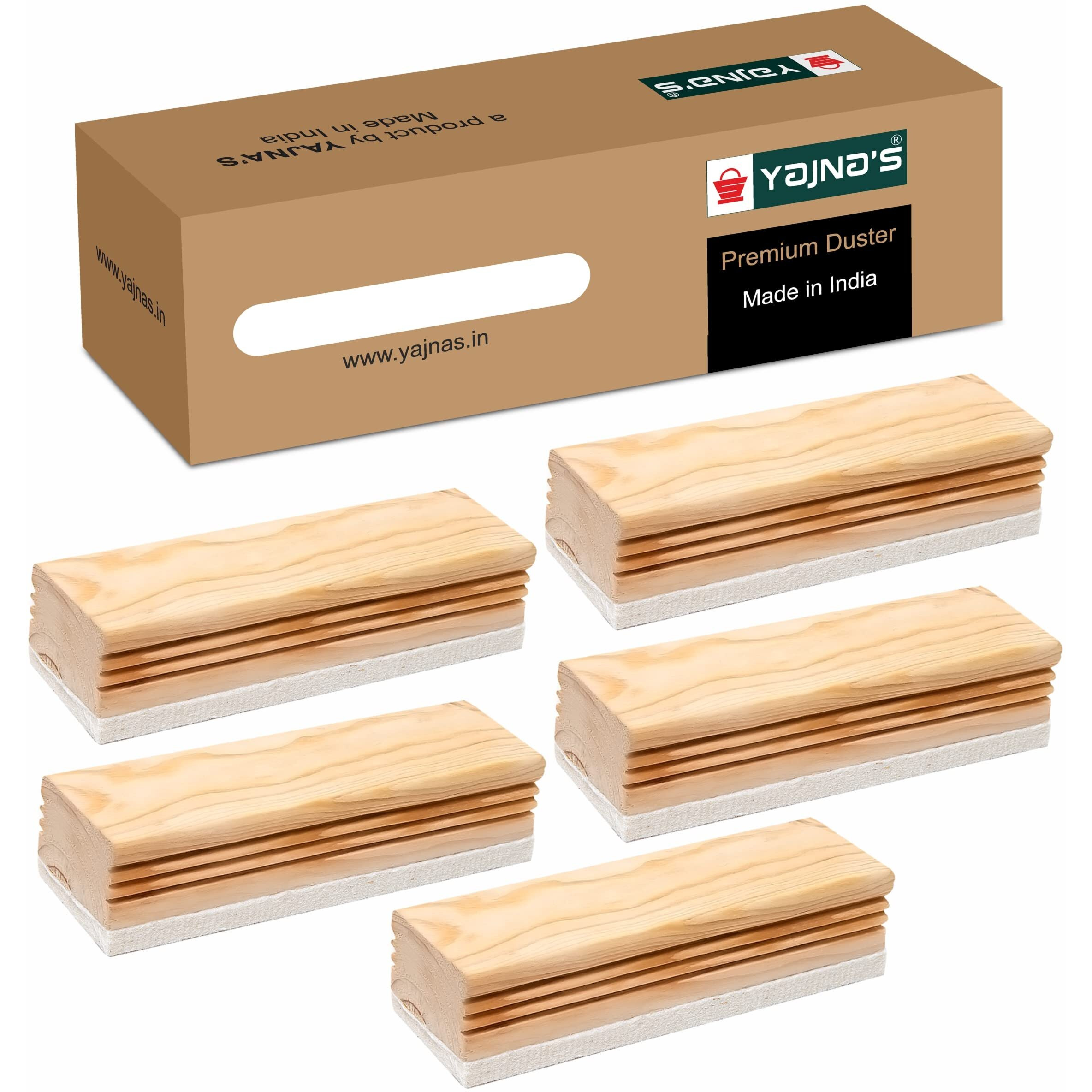 YAJNAS Premium Non Magnetic Wooden White Board Duster | Black Board Wooden Duster Whiteboard Eraser for Erasing White Board Marker and Chalk Board Writing Erasing Wooden Duster - (Pack of 5)