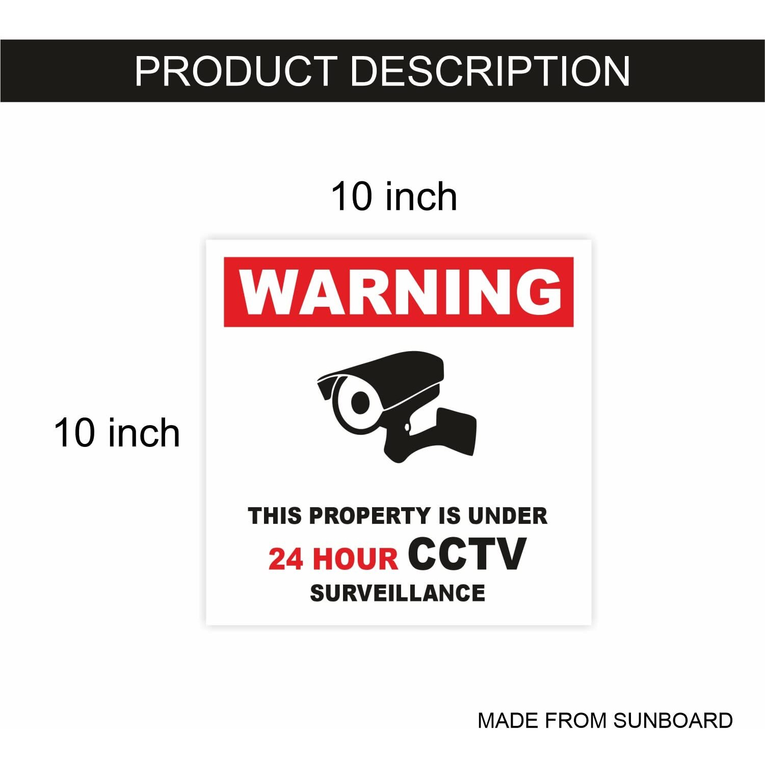 PRINTELLIGENT Safety Sign Board Warning you are on Camera 10x10 SunBoard 20 (Theme-3)