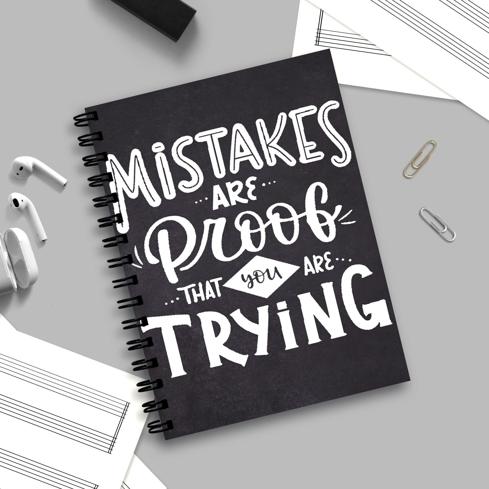 VPRINT QUALITY Mistakes Are Proof Reusable Notebooks with Whiteboard Marker (300 GSM - 60 Pages - A5 Size) Diaries For Gifts Erasable Notebook With Durable Cover