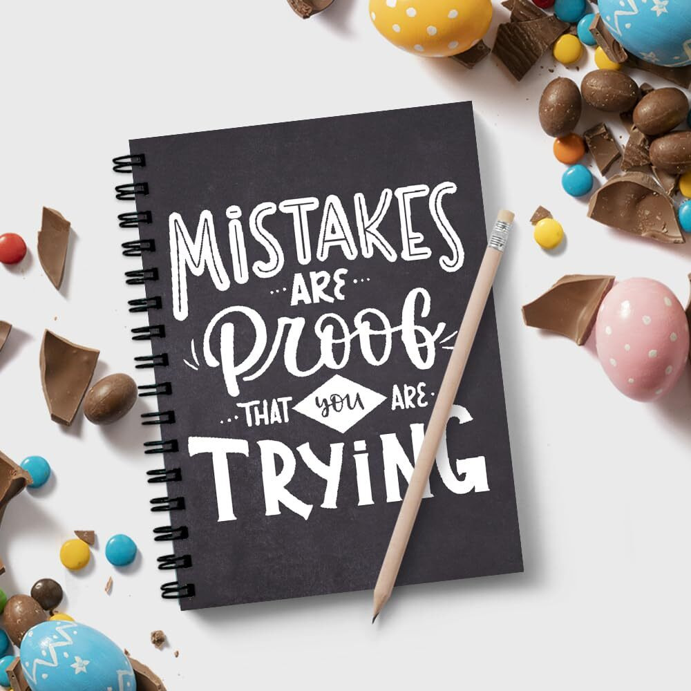 VPRINT QUALITY Mistakes Are Proof Reusable Notebooks with Whiteboard Marker (300 GSM - 60 Pages - A5 Size) Diaries For Gifts Erasable Notebook With Durable Cover