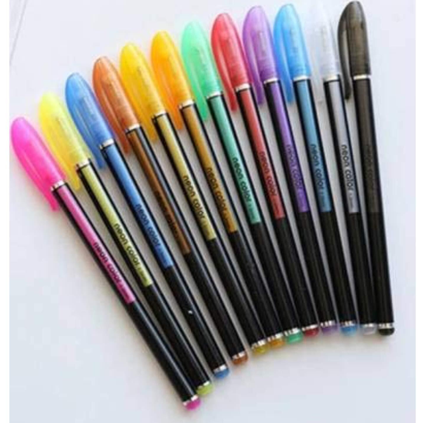 SCHUBERT 12 Pcs Glitter Color Gel Pen Set, Neon Pens Set Good Gift For Coloring Kids Sketching Painting Drawing (12 Shades)