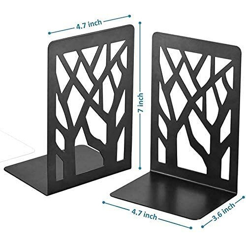 Zeinwap Metal Non-Slip Bookend Bracket Heavy Book End Office Book Stopper Desk Organizer Book Holder Bookends Office Accessories (Black, 2 Pcs)