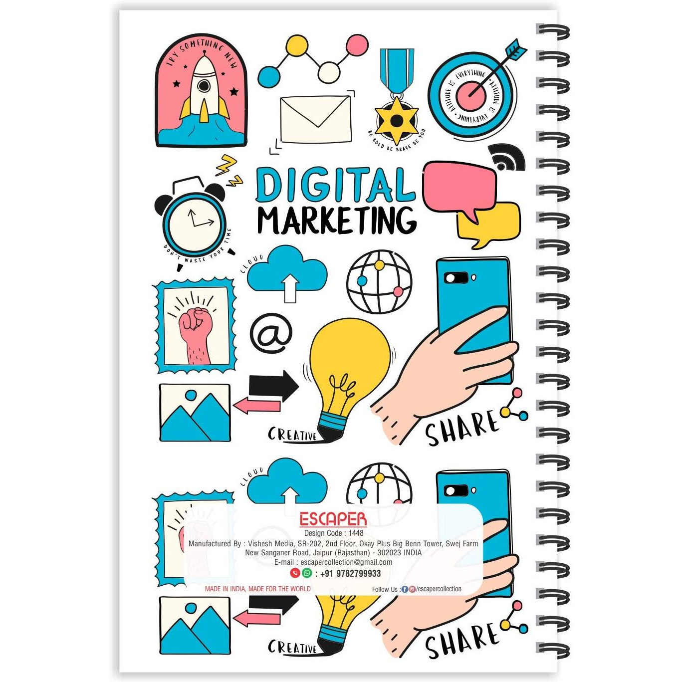 ESCAPER Digital Marketing Printed Diary, Ruled - A5 Size - 8.5 x 5.5 inches Business Printed Diary, Digital Marketing Diary, Startup Diary, Diary