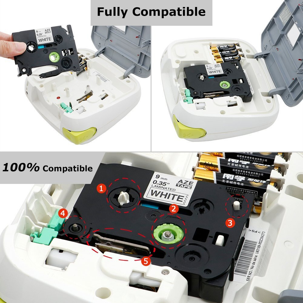 Freshworld Compatible Label Tape Replacement for Brother P-Touch TZe-221 TZ221 TZe221 9mm 0.35 Inch Laminated Label Maker Tape,for PT D210 H110 D600 1230PC 1280,Black on White, 3/8Inch x 26.2ft/8m, 3P
