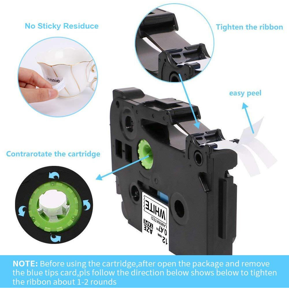 Freshworld Compatible Label Tape Replacement for Brother P-Touch TZe-231 TZ-231 12mm 0.47 Inch Laminated Label Maker Tape,for PT D210 H110 D600 1230PC 1280 P-Touch Cube,Black on White,1/2" x 26.2ft,5P