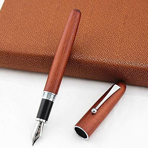 HAYMAN Jinhao Rosewood Wooden Fountain Pen with Silver Trims (P-161)
