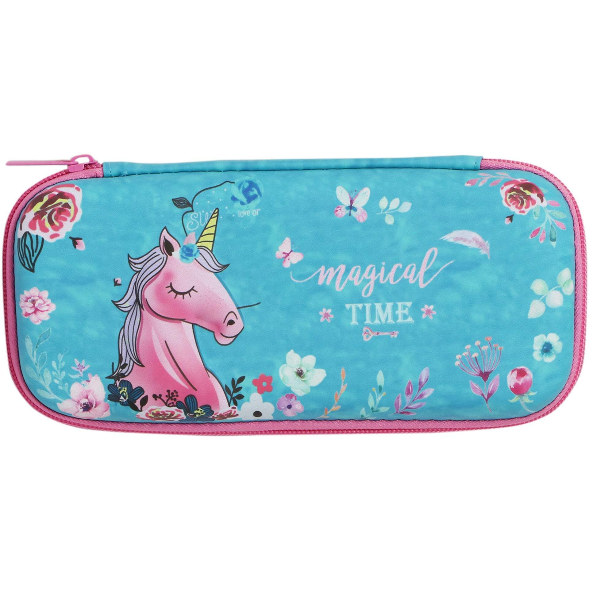 Zest 4 Toyz Flora 3D Cartoon Design Large Capacity Multipurpose Pencil Pouch, Pencil Case Stationary Orgnizer with Compartmen for School Kids, Girls Size-23 * 11 * 4 cm-Turquoise Blue