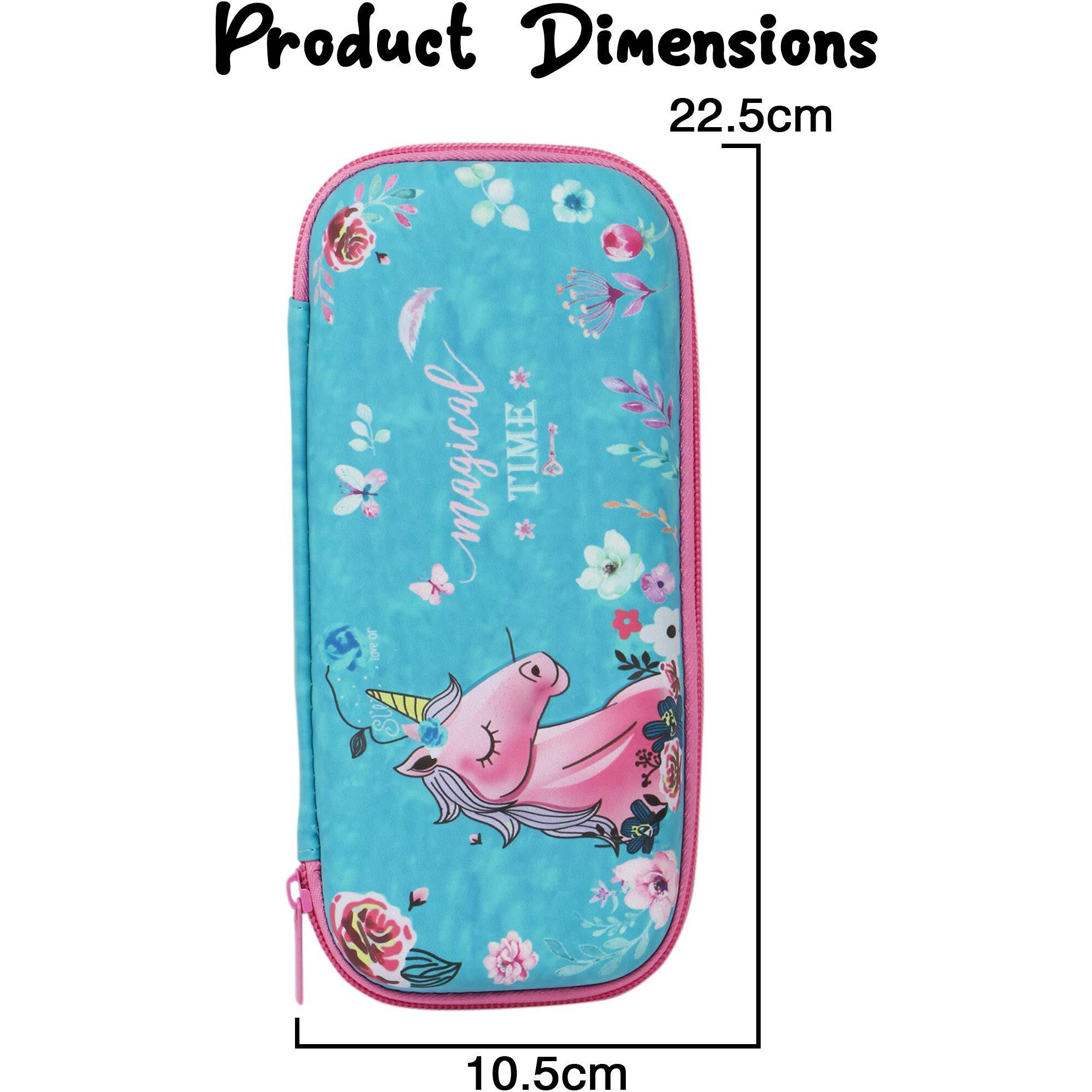 Zest 4 Toyz Flora 3D Cartoon Design Large Capacity Multipurpose Pencil Pouch, Pencil Case Stationary Orgnizer with Compartmen for School Kids, Girls Size-23 * 11 * 4 cm-Turquoise Blue
