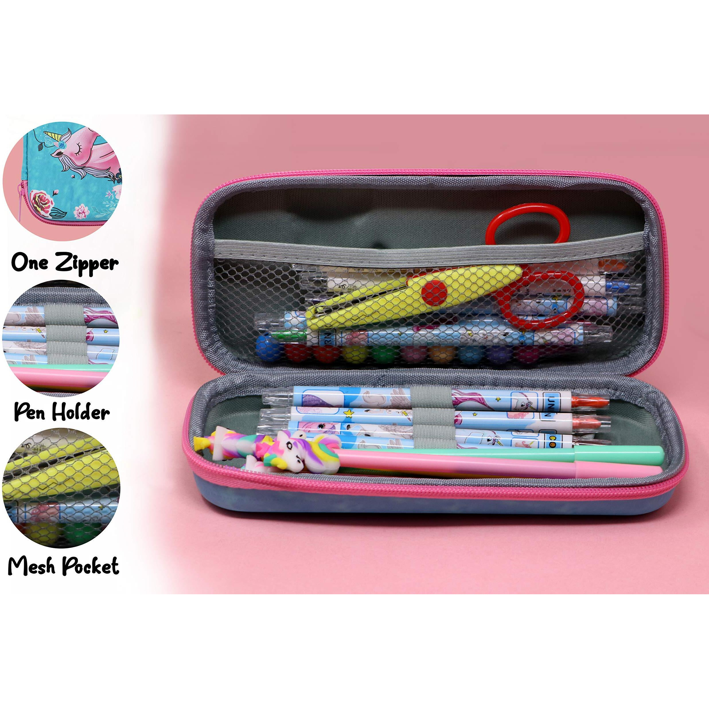 Zest 4 Toyz Flora 3D Cartoon Design Large Capacity Multipurpose Pencil Pouch, Pencil Case Stationary Orgnizer with Compartmen for School Kids, Girls Size-23 * 11 * 4 cm-Turquoise Blue