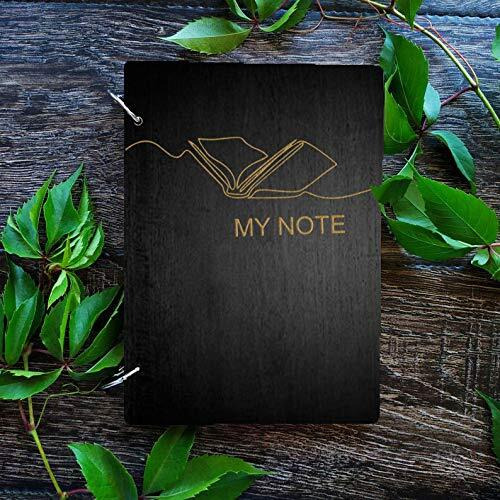 DI-KRAFT Refillable Ring Lock Wooden (MDF) Cover Note Book Printed Diary Unruled Paper Sheets Notebooks for Writing Sweet Memories Journal Planner Scrapbook A5(160 Pages, 6x8 Inches, Black)
