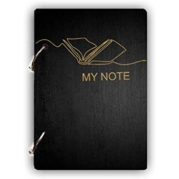 DI-KRAFT Refillable Ring Lock Wooden (MDF) Cover Note Book Printed Diary Unruled Paper Sheets Notebooks for Writing Sweet Memories Journal Planner Scrapbook A5(160 Pages, 6x8 Inches, Black)
