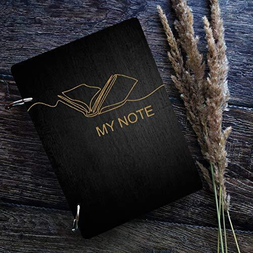 DI-KRAFT Refillable Ring Lock Wooden (MDF) Cover Note Book Printed Diary Unruled Paper Sheets Notebooks for Writing Sweet Memories Journal Planner Scrapbook A5(160 Pages, 6x8 Inches, Black)