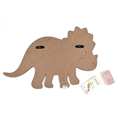 IVEI Wooden Dinosaur Shaped Black Board for Kids - Mini Black Slate Board for Kids' Learning - Chalkboard for Decoration - Kids Black Board with Chalk & Duster for Drawing & Writing (10 Chalks)