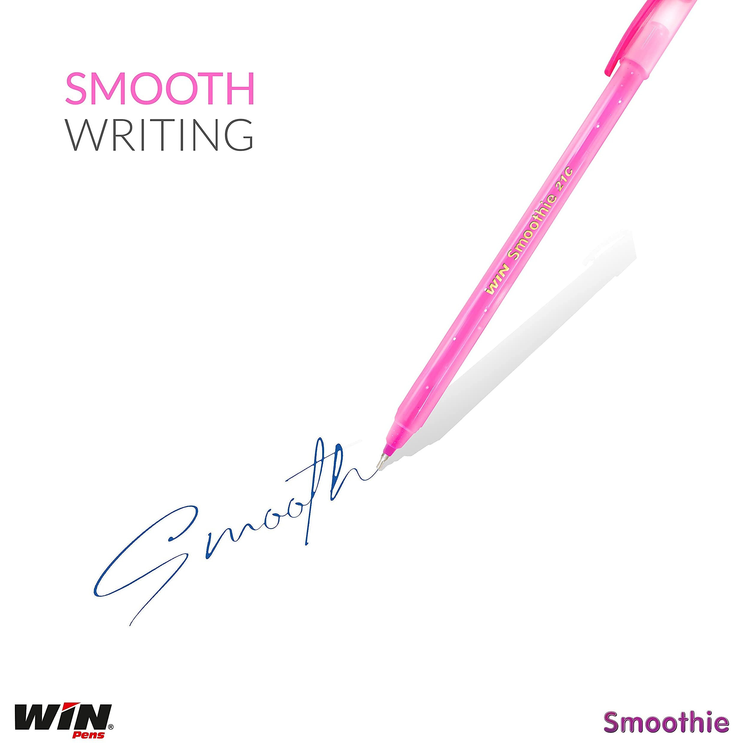 WIN Smoothie Ball Pens | 60 Black Ink Pens | Lightweight & Colourful Design | Use & Throw Pens | For One Time Use | Smooth Writing | Pens for Students | Stick Pens Set