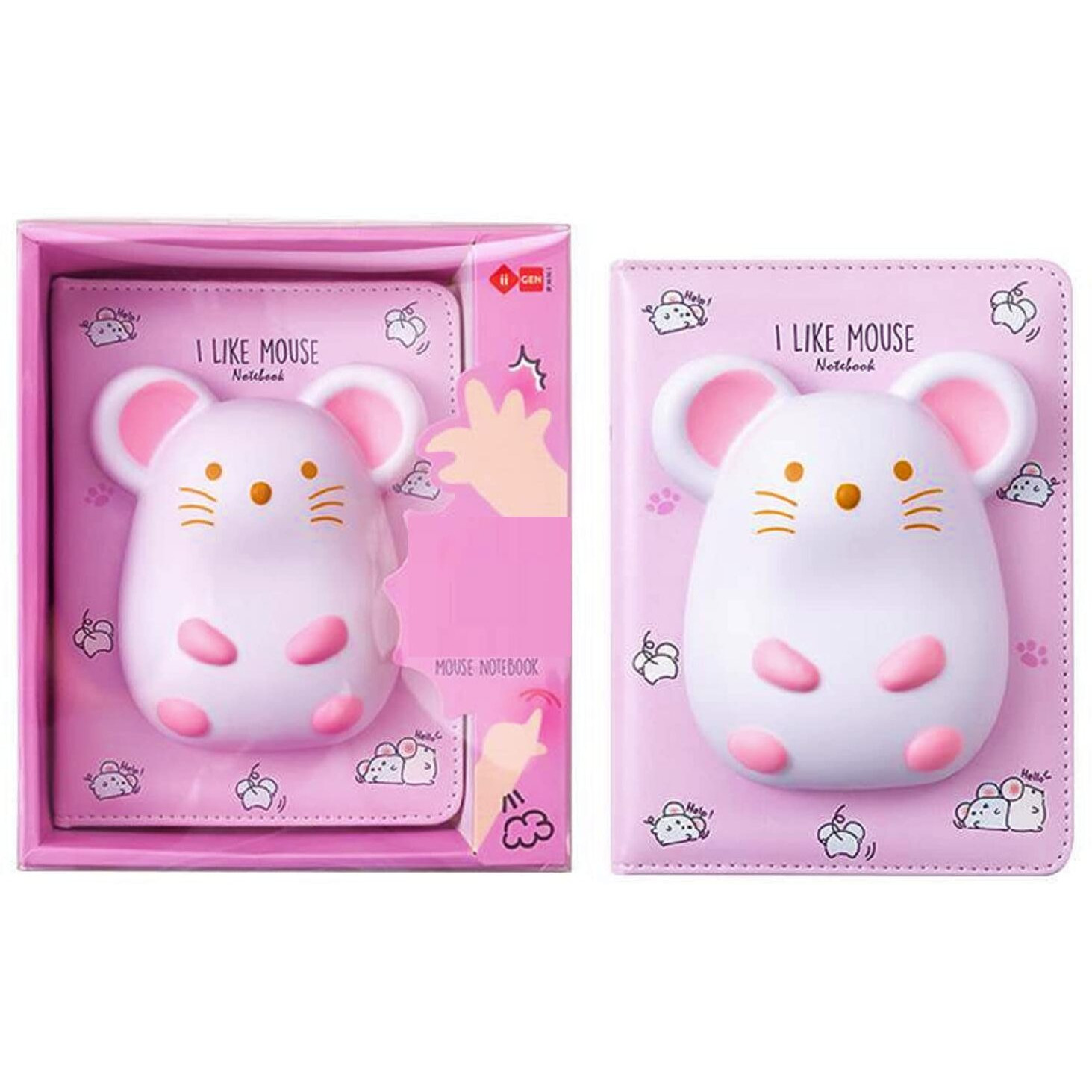 FunBlast Diary for Kids, 3D Squishy Destress Notebook Diary, Diary Notepad, Fancy Diary for Kids, Diary for Kids/Adult Stylish- 120+ Pages (Pack of 1 Pcs, Multicolor) (Cute Mouse)