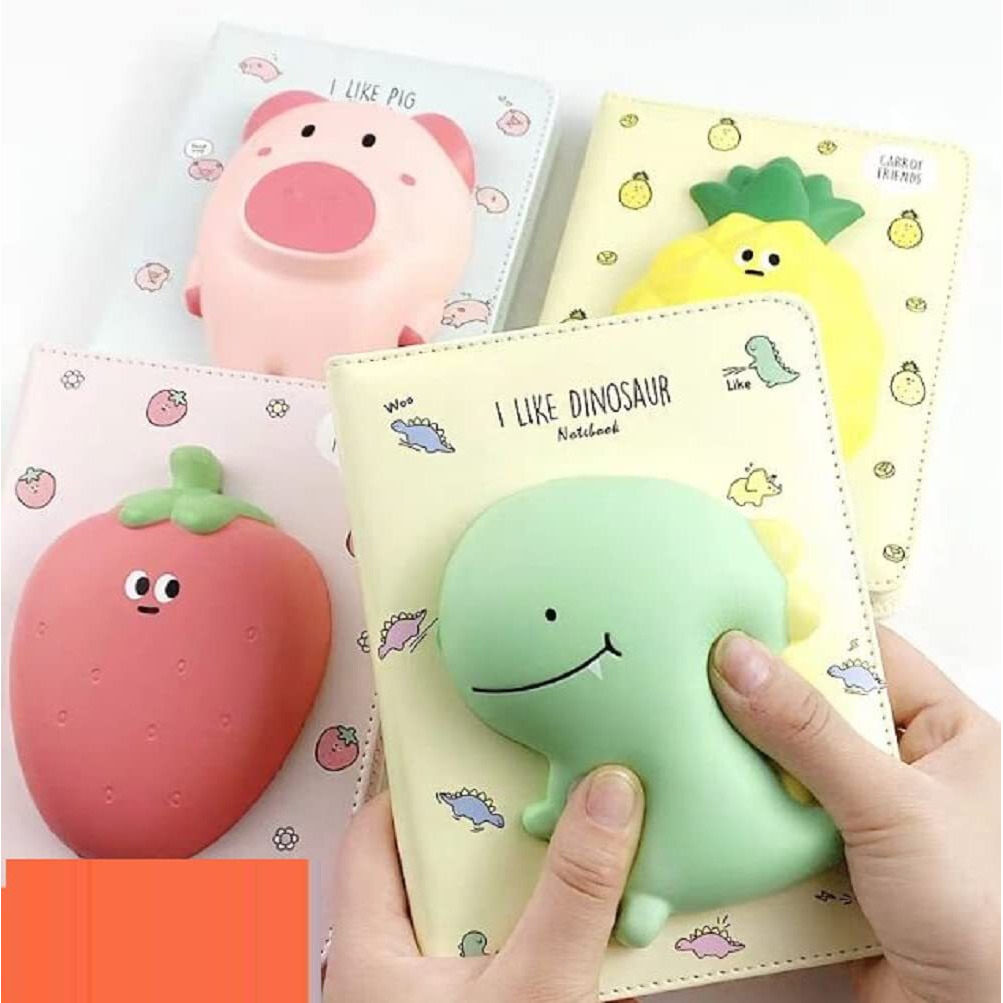FunBlast Diary for Kids, 3D Squishy Destress Notebook Diary, Diary Notepad, Fancy Diary for kids, Diary for Kids/Adult stylish- 120+ Pages (Pack of 1 Pcs, Multicolor) (Dinosaur)