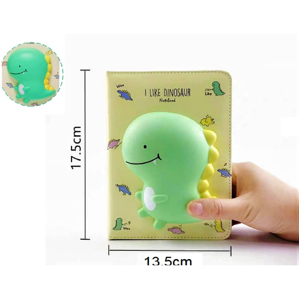 FunBlast Diary for Kids, 3D Squishy Destress Notebook Diary, Diary Notepad, Fancy Diary for kids, Diary for Kids/Adult stylish- 120+ Pages (Pack of 1 Pcs, Multicolor) (Dinosaur)