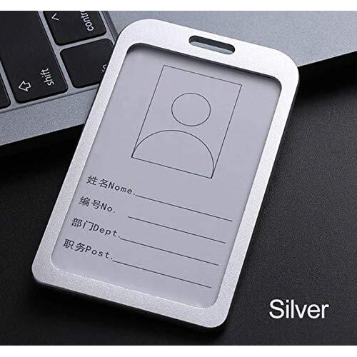 Lazybeee i Cards-Natural Hard Metal (Aluminum Alloy) ID Card Holder/Badge with Scratch Guard for Office ID Card (Vertical)