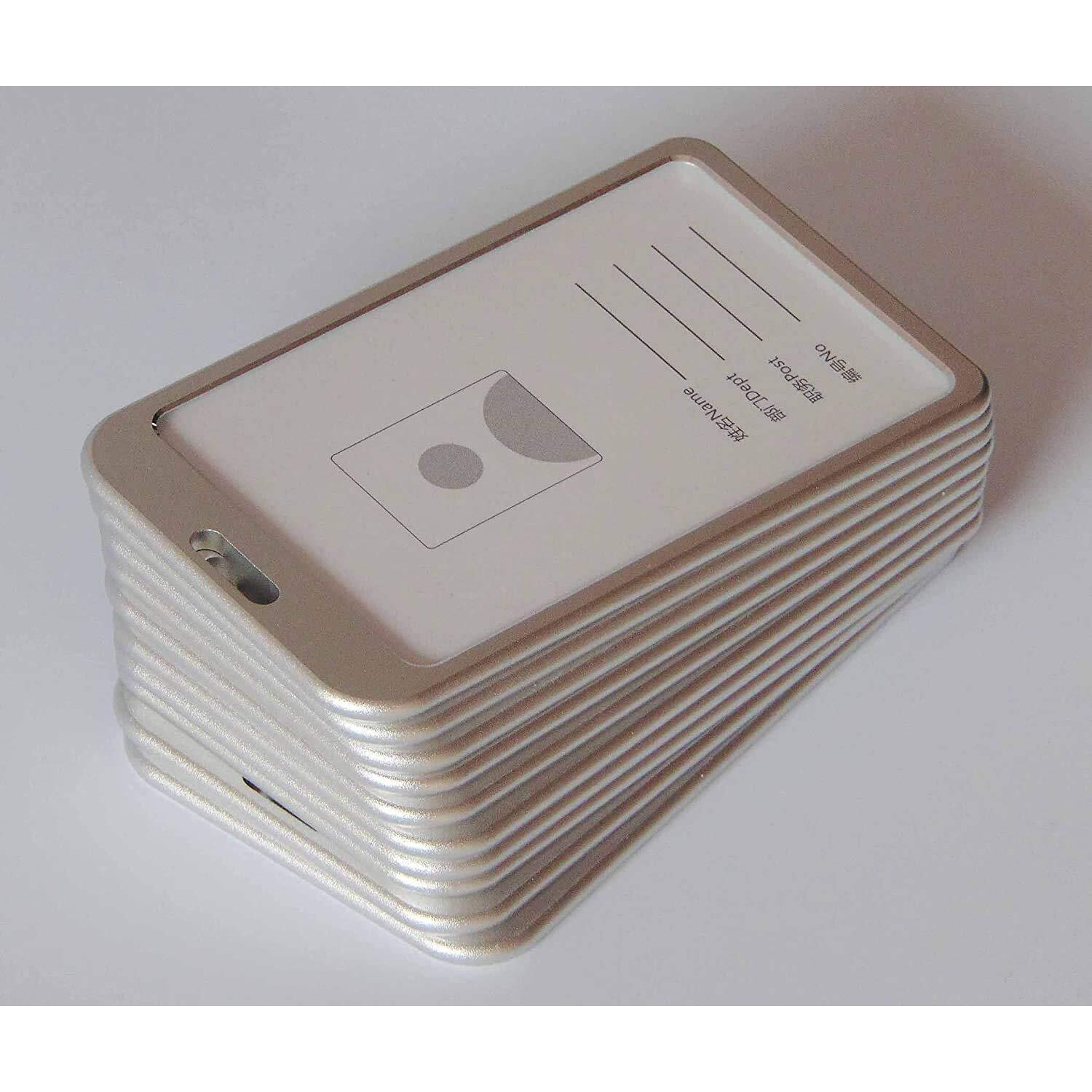 Lazybeee i Cards-Natural Hard Metal (Aluminum Alloy) ID Card Holder/Badge with Scratch Guard for Office ID Card (Vertical)