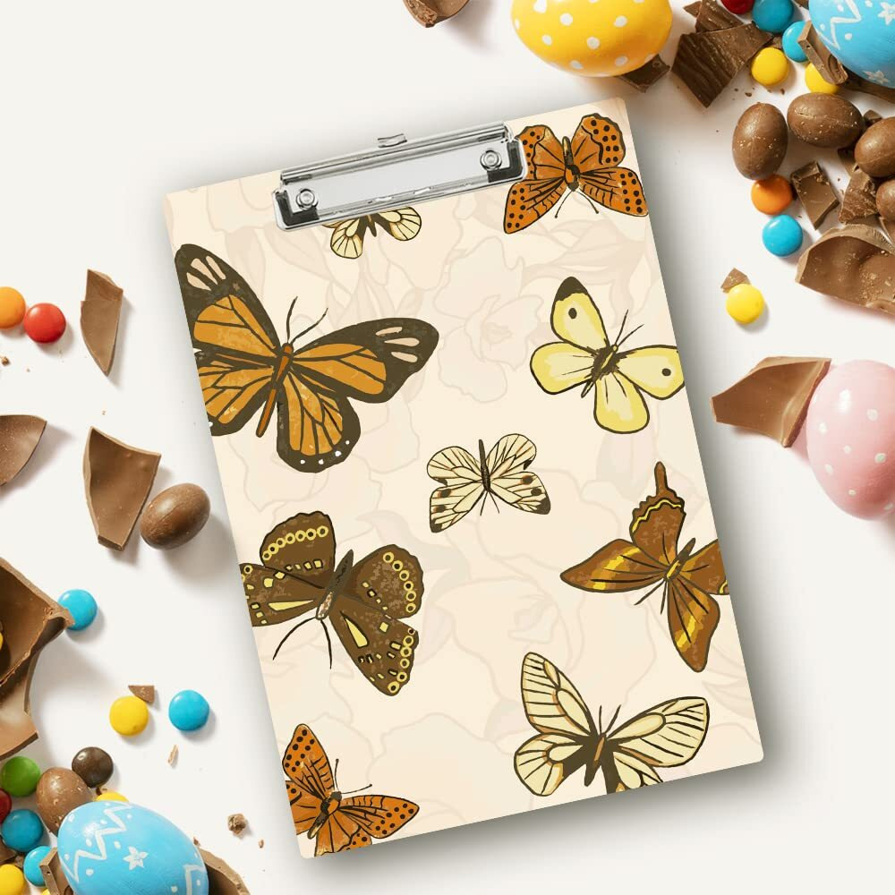 Vprint Quality Wooden Clipboard Writing Pad | Exam Board for Kids Students | Wood Exam Pad | Examination Writing Pad | Clip Board for Girls| Clip Board for Boys (Butterfly Texture)