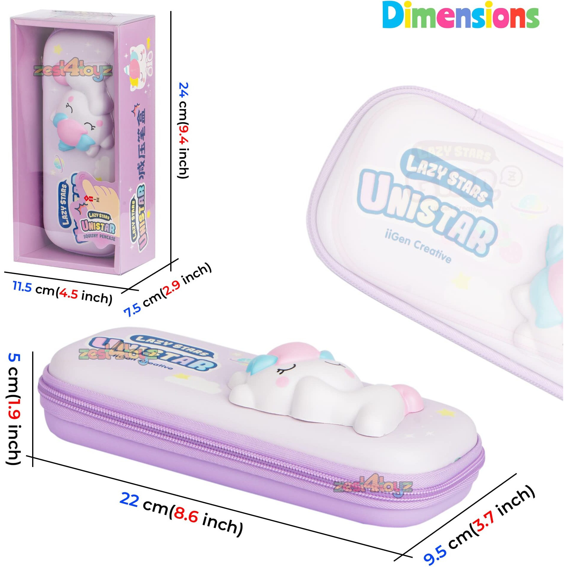 Zest 4 Toyz Pencil Case for Kids 3D Squishy Destress Pencil Box Stationary Organizer Pencil Box for Kids, Boys and Girls, Pencil Pouches for School (Pack of 1) Unistar