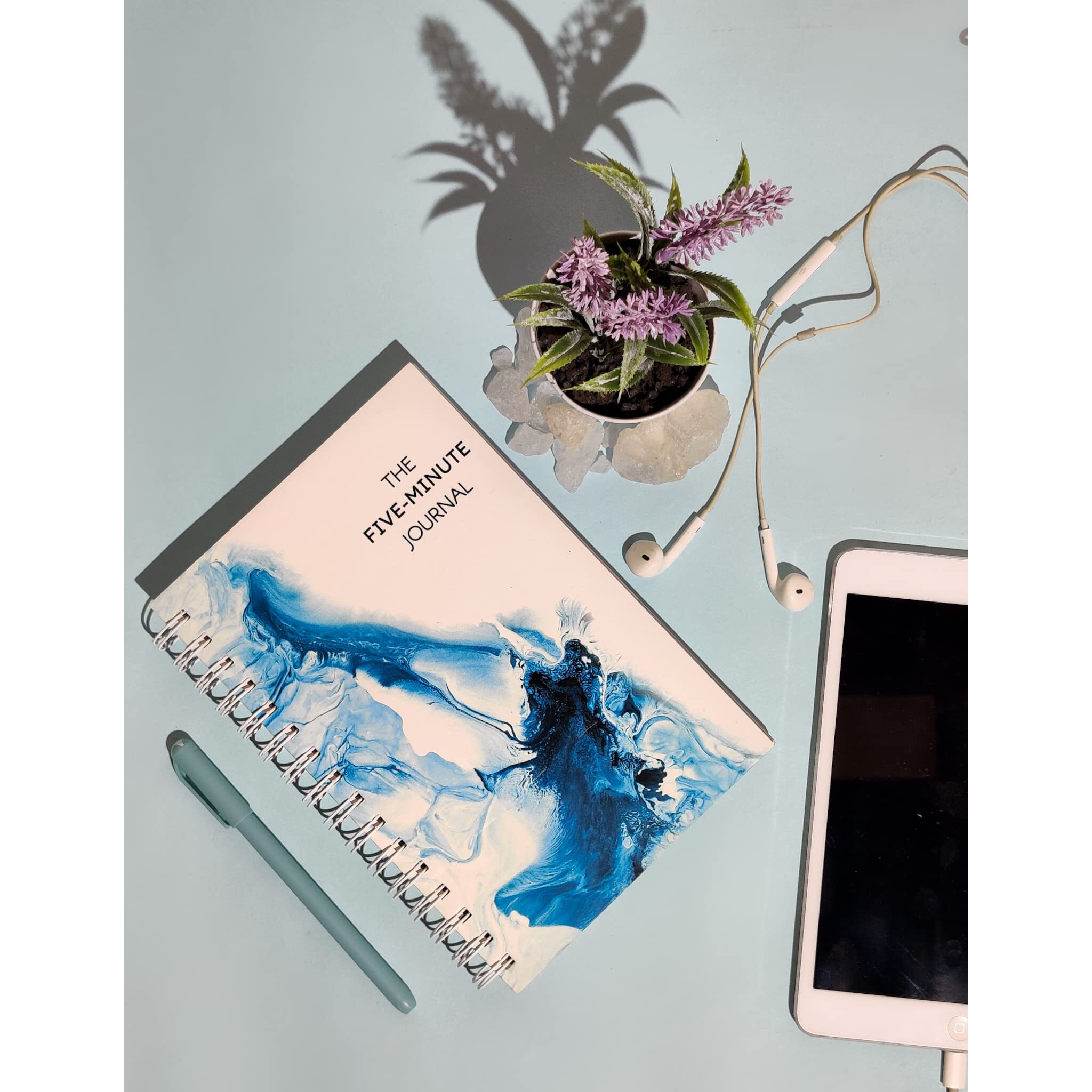 Papboo The Five Minute Gratitude Journal for 6 months, Affirmation Journal, Planner, Happiness,Productivity, Self Care, A5 Size,100 GSM PAPER Hardcover Spiral, Free Sticker, Spacious Pocket(Sapphire)