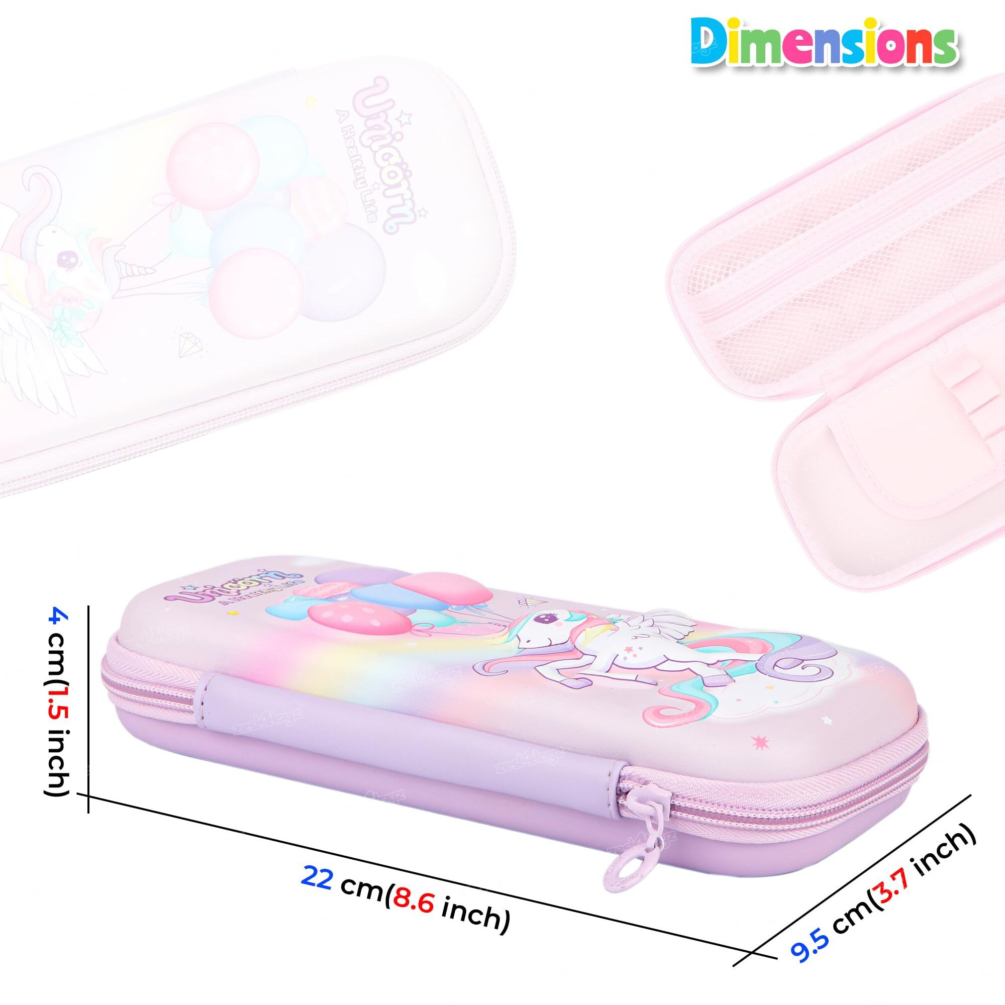 Zest 4 Toyz Pencil Case for Girls 3D Unicorn Stationery Pen Pencil Pouch for School Supplies Large Capacity Stationary Items Kit Organizers Pencil Box (Purple) Pack of 1