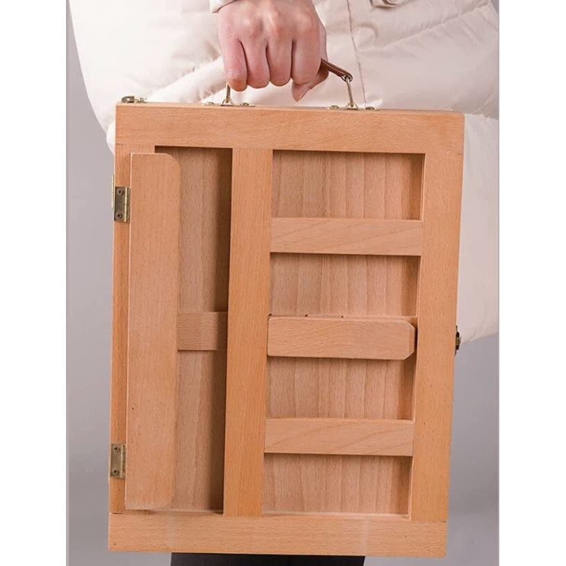 Buzz Cool Artists Portable Tabletop Wooden Sketchbox Easel with Drawer | Holds Canvases | Art Supplies for Artist | Tabletop Easel for Drawing & Sketching | Foldable, with Storage