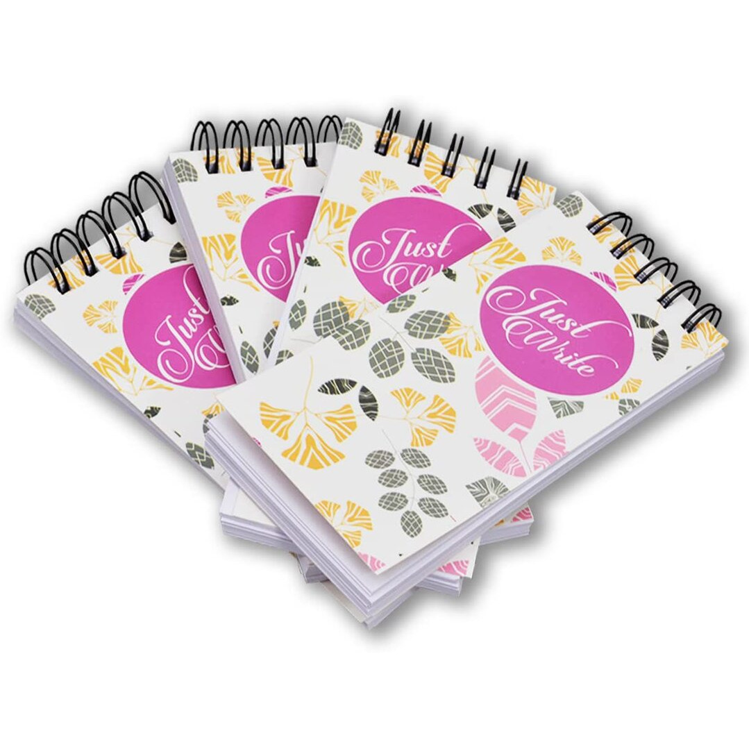 COI Professional Writing Daily Notepad, Memo Pad, Unruled, Spiral Bound Cover Journal, Set of 4.