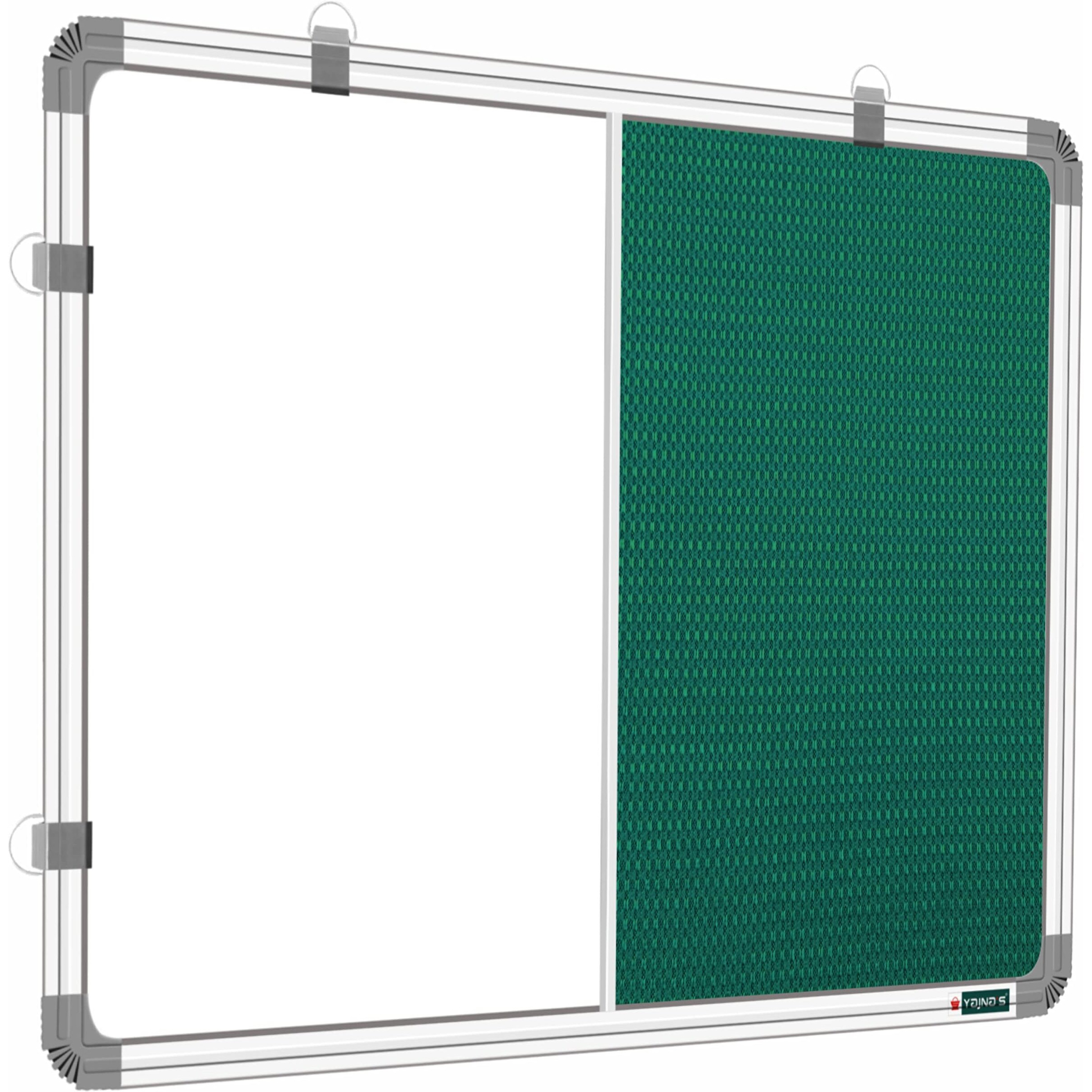 YAJNAS 59x89 CM Premium Combination Board (YPCBG609001) Non-Magnetic Whiteboard with Green Pin-Up Board/Notice Board/Bulletin Board for Home, Office and School Use. Pack of 1, Colour - White-Green