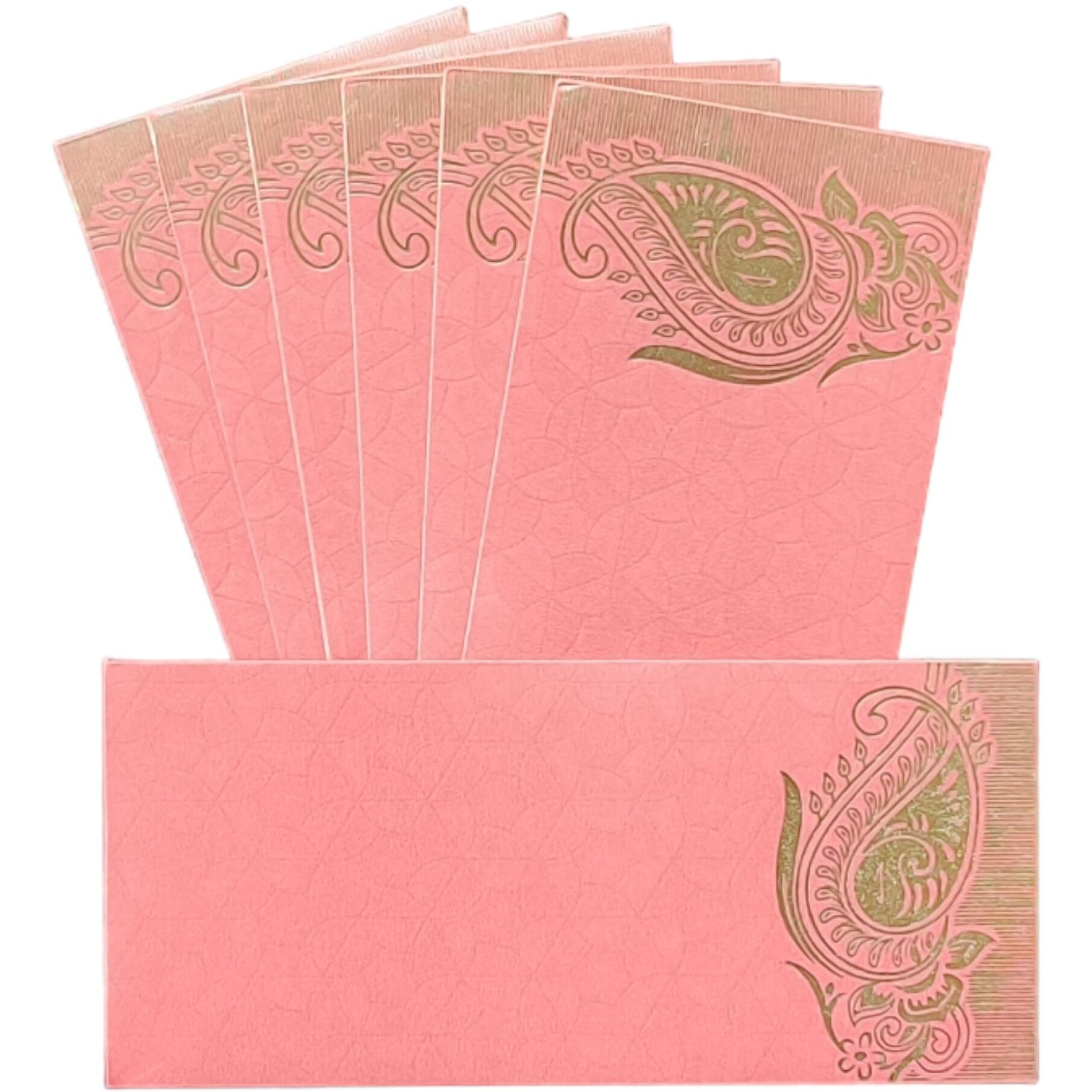 Jhintemetic - Pack of 25 Matellic Baby-Pink Colourful Designer Shagun Lifafa/Money Gift Envelope with Golden Matellic Keri for Gifting Money on Wedding, Birthday & Any Other Occasion
