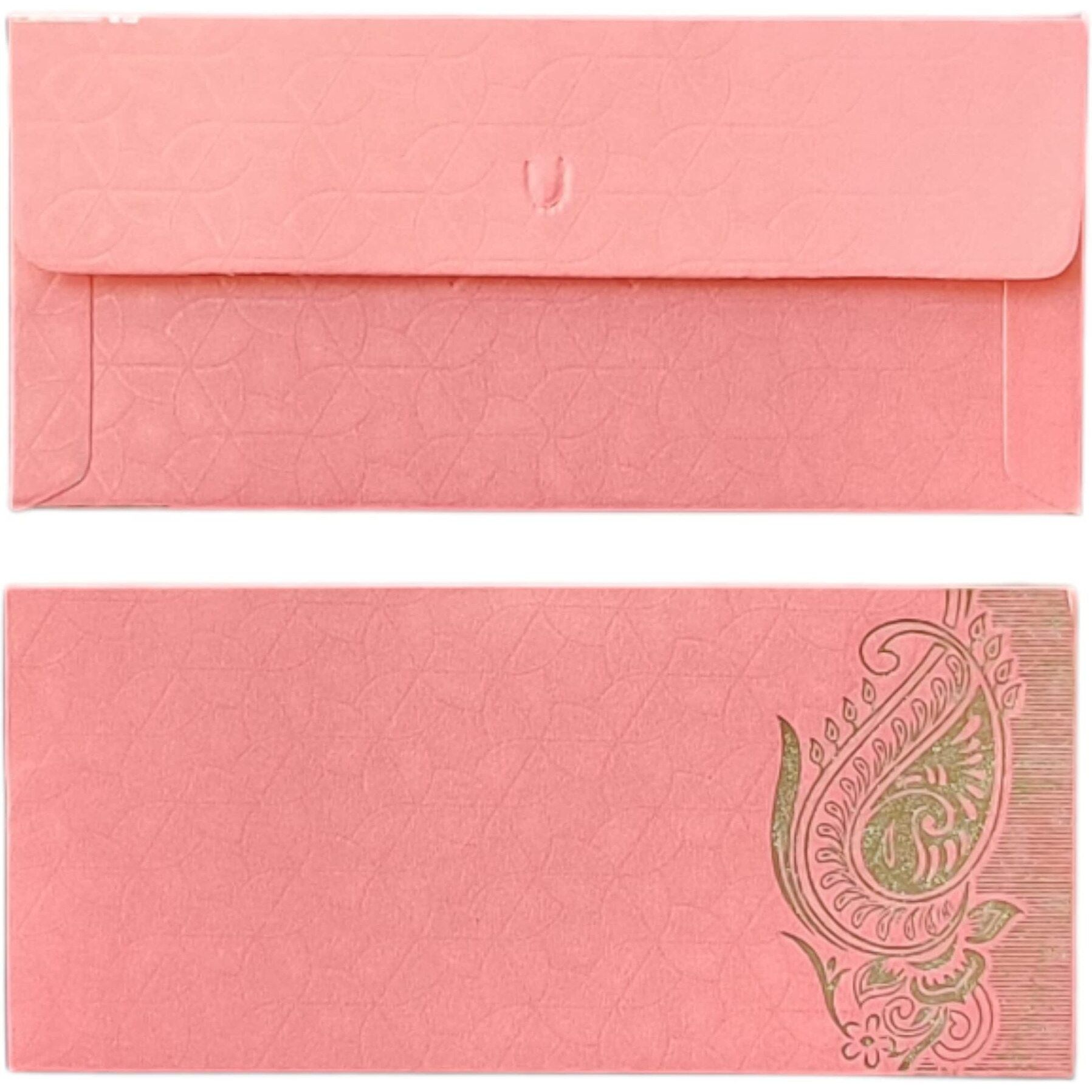 Jhintemetic - Pack of 25 Matellic Baby-Pink Colourful Designer Shagun Lifafa/Money Gift Envelope with Golden Matellic Keri for Gifting Money on Wedding, Birthday & Any Other Occasion