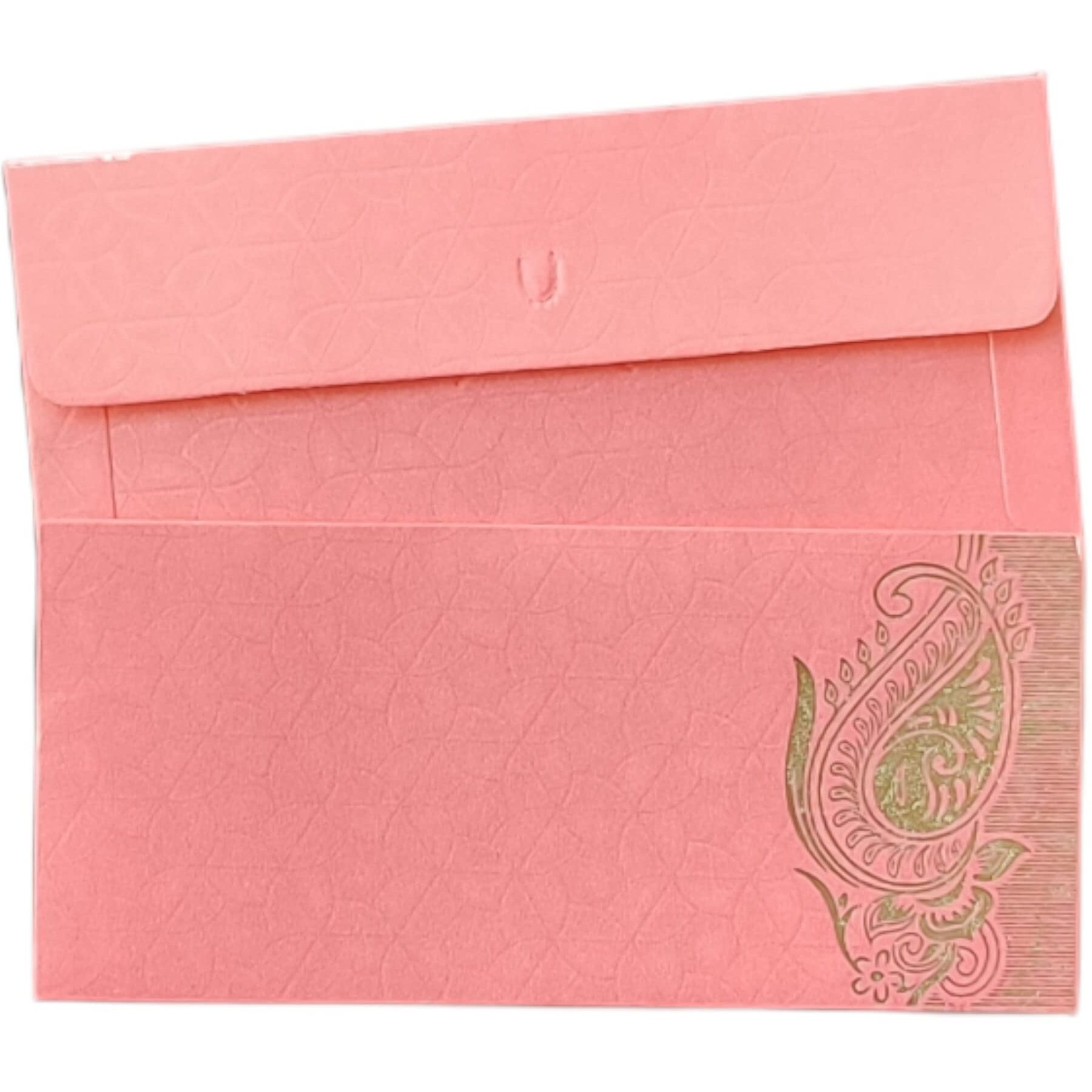 Jhintemetic - Pack of 25 Matellic Baby-Pink Colourful Designer Shagun Lifafa/Money Gift Envelope with Golden Matellic Keri for Gifting Money on Wedding, Birthday & Any Other Occasion