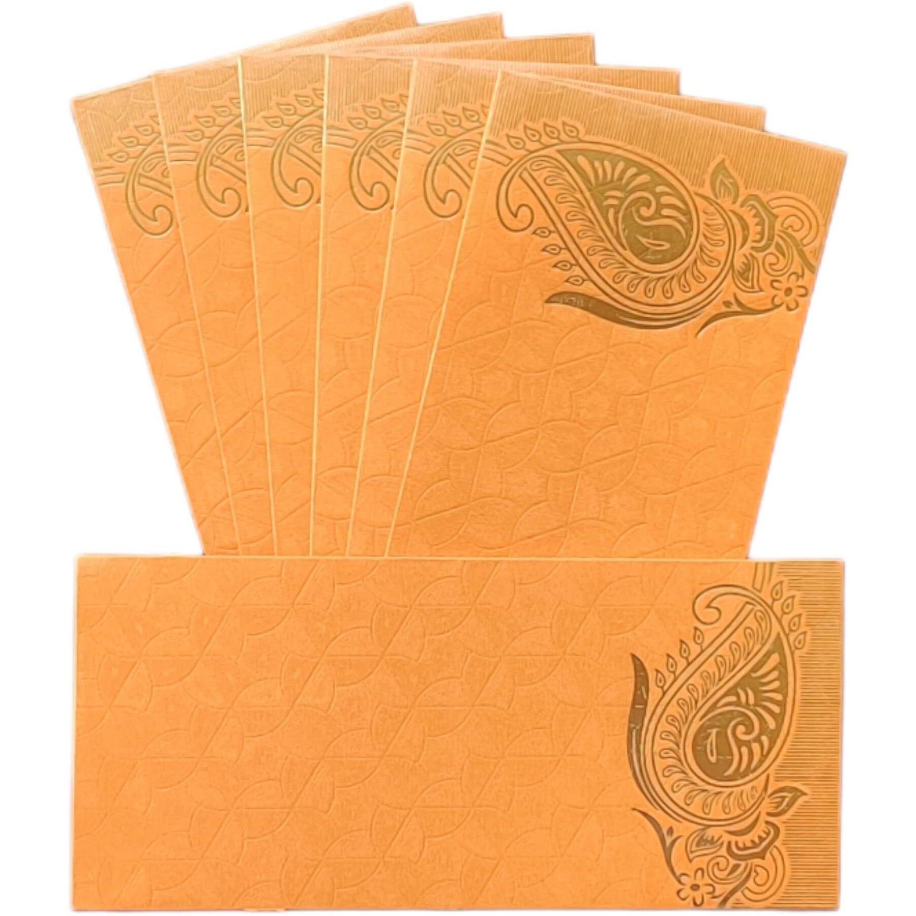 Jhintemetic - Pack of 25 Matellic Fiery-Orange Colourful Designer Shagun Lifafa/Money Gift Envelope with Golden Matellic Keri for Gifting Money on Wedding, Birthday & Any Other Occasion