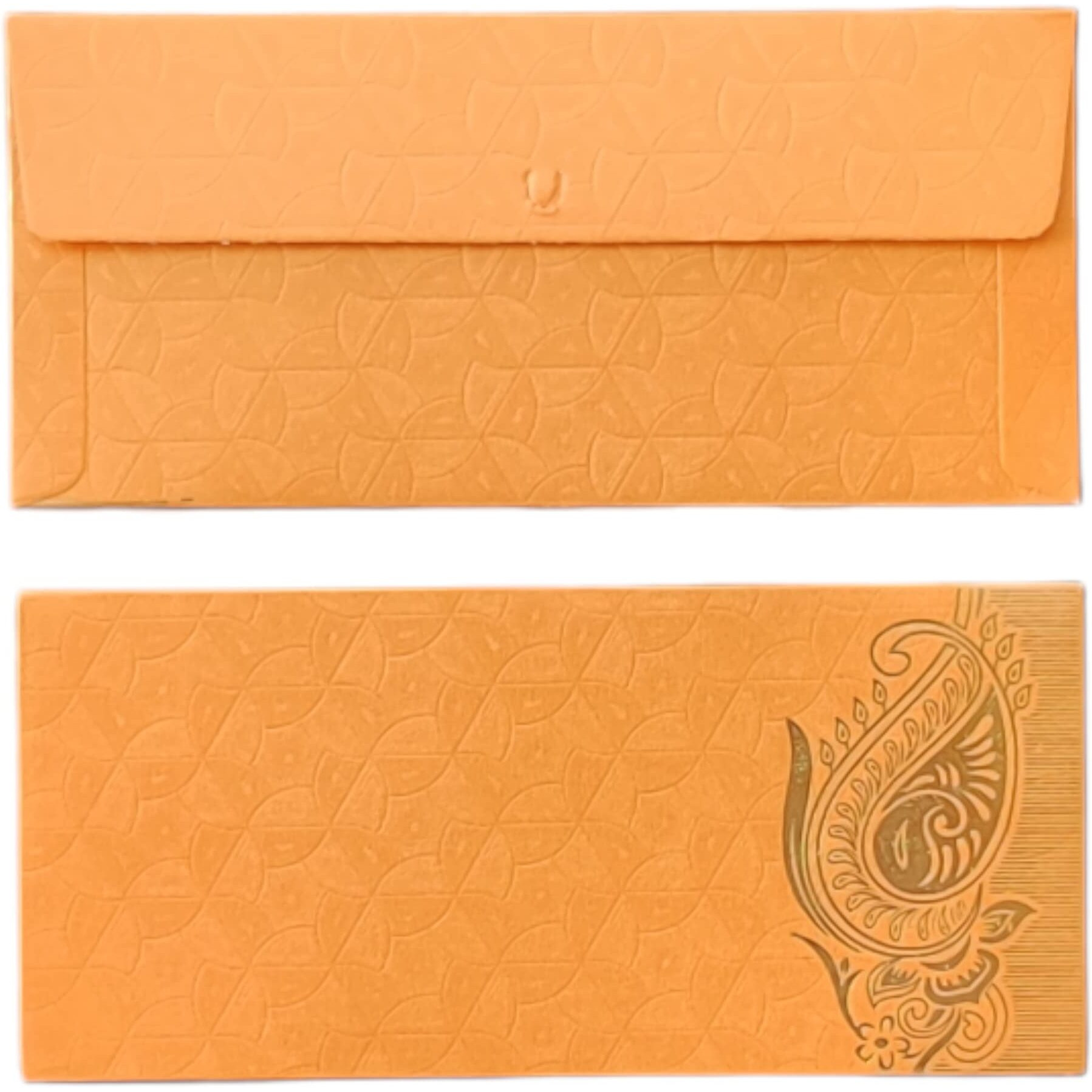 Jhintemetic - Pack of 25 Matellic Fiery-Orange Colourful Designer Shagun Lifafa/Money Gift Envelope with Golden Matellic Keri for Gifting Money on Wedding, Birthday & Any Other Occasion