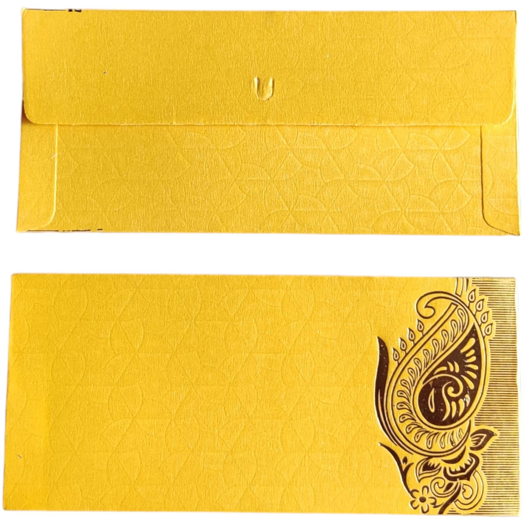Jhintemetic - Pack of 25 Matellic Bright-Yellow Colourful Designer Shagun Lifafa/Money Gift Envelope with Golden Matellic Keri for Gifting Money on Wedding, Birthday & Any Other Occasion