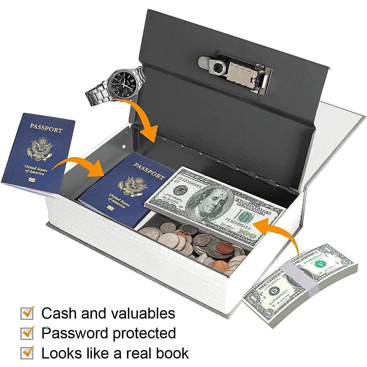 Shopo (LABEL) Book Locker Dictionary Stainless Steel Hidden Safe Jewellery Box/Cash Locker for Home and Office (18 x 12 x 5.5 cm) (London City)