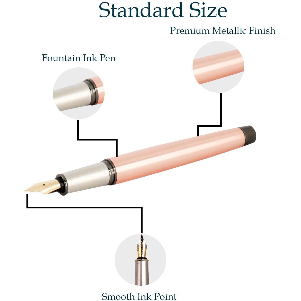 Roshfort Customized With Your Name printed Personalized Luxury Fountain Pen with Beautiful Gifting, Fine Silver Nib Perfect Calligraphy Pens to Make Your Point. Writing Smoothly (Fountain 4P)