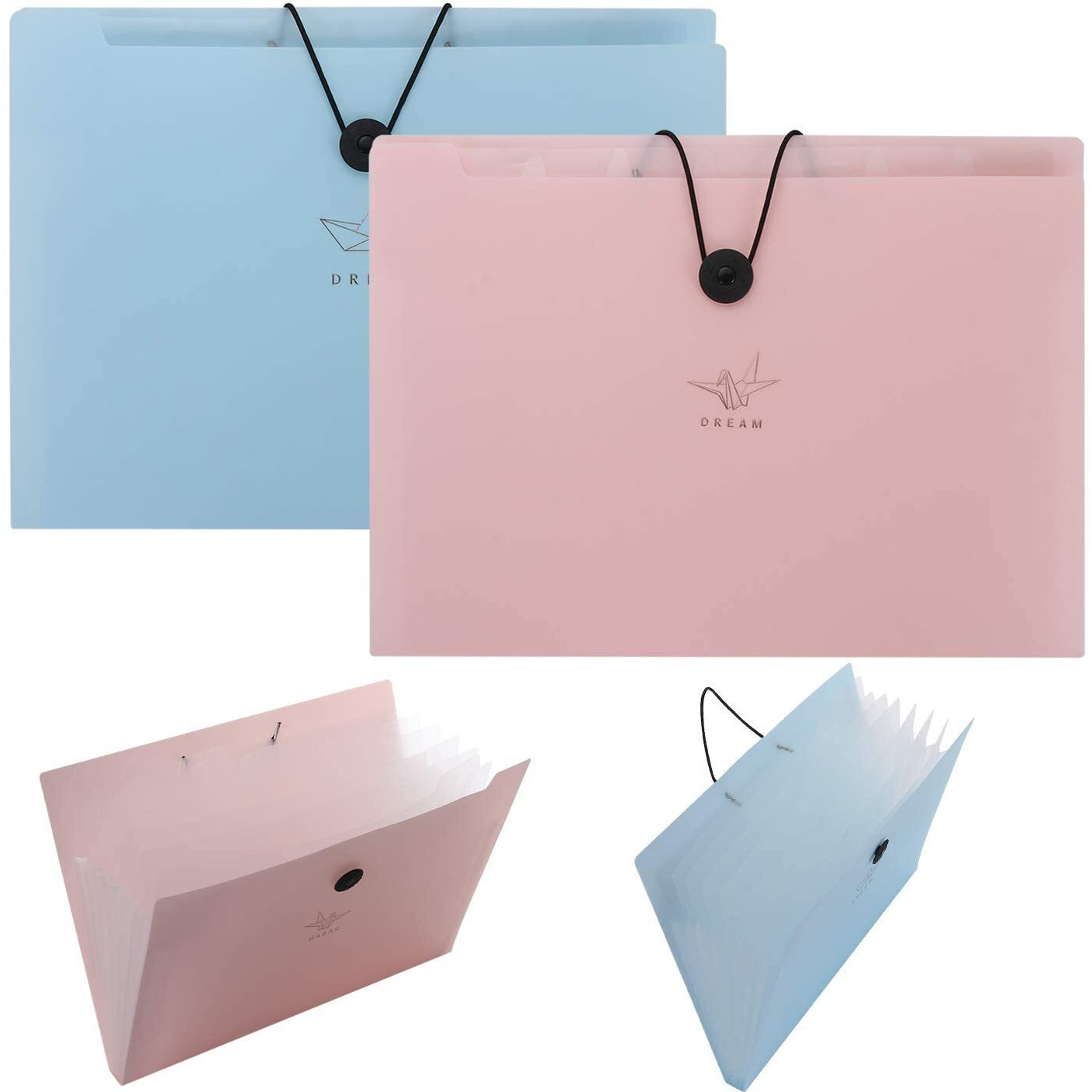 SKYFUN (LABEL) Plastic File Folders Paper Documents with Pockets Labels for Home, Office, School Work (8 Pockets)