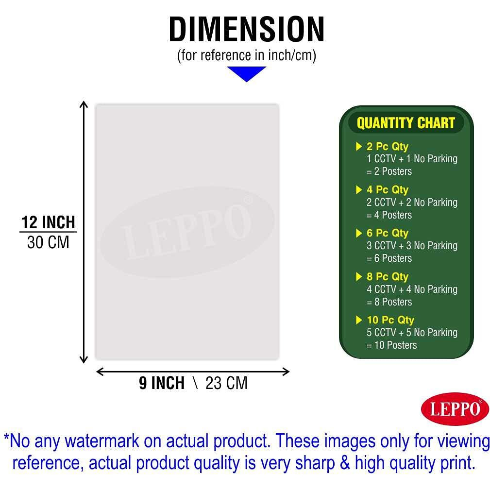 LEPPO You Are Under CCTV, No Parking In Front of Gate Safety Warning Sign English/Hindi Language Self Adhesive Laminated Poster Use for Homes, Offices & Many More Places - Combo Pack (2 Pc Qty)