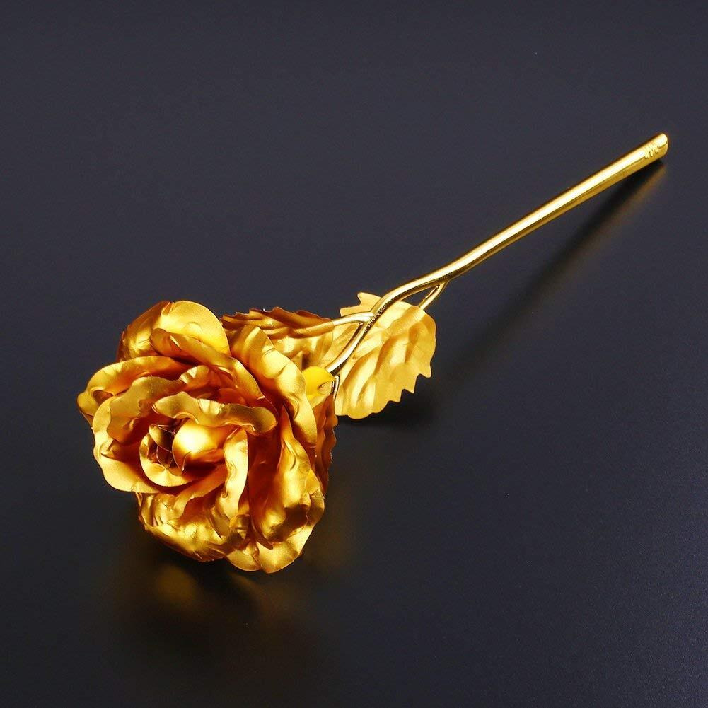 TIED RIBBONS Gift for Mom Mother in Law Women on Mothers Day Birthday Anniversary - Artificial 24k Golden Rose with Box and Greeting Card Combo